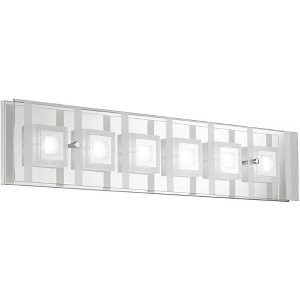 Possini Euro Design Reese Modern Wall Light Chrome Hardwire 28 1/4" 6-Light LED Fixture Rectangular Glass for Bedroom Bathroom Vanity Living Room Home - 1 of 4