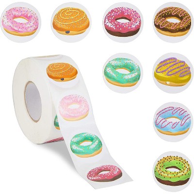 Paper Junkie 1000-Count Donut Round Circle Stickers Roll for Kids, Party Favors, Scrapbook, 1.5 in