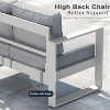 LayinSun 4 Pieces Aluminum Outdoor Patio Furniture Set, Metal Modern Conversation Sofa Set with Fire Pit Table and Washable Thick Cushions - 4 of 4
