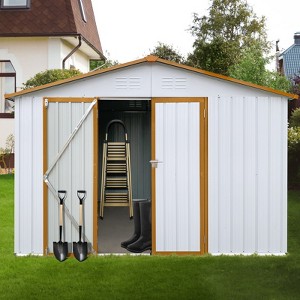 GDFStudio Frank Modern 10x12 FT Metal Outdoor Storage Shed with Padlock - 1 of 4