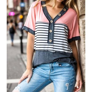 Women's Button Striped Top - HEIMISH USA - 1 of 1