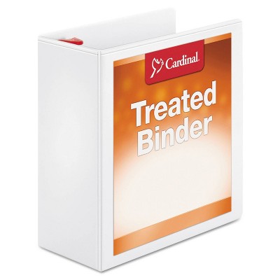 Cardinal Treated Binder ClearVue Locking Slant-D Ring Binder, 4" Cap, 11 x 8 1/2, White