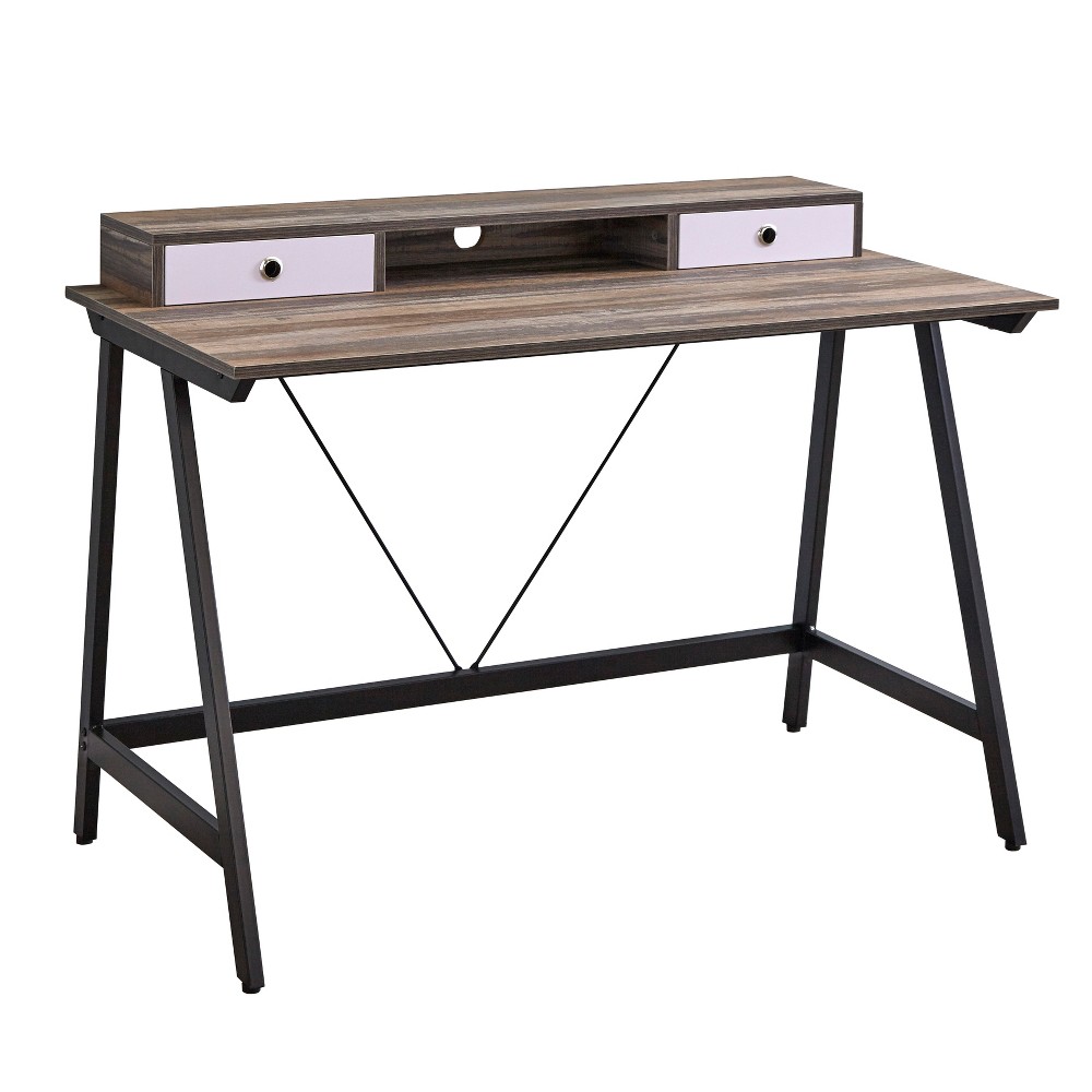 Photos - Office Desk Tucker Desk Black/Driftwood - Buylateral: Wood Composite Frame, Laminate S