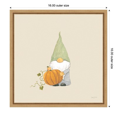 Earth Tones Pumpkin Lithograph on Canvas with Wooden Frame