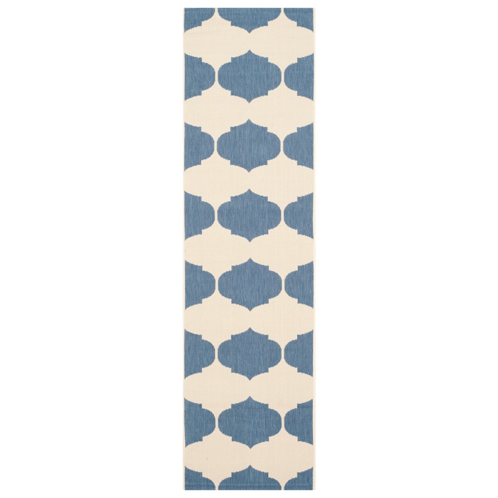 2'3inX12' Rectangle Brema Patio Rug Beige/Blue - Safavieh