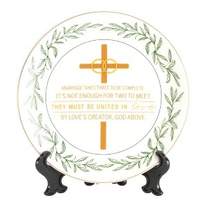 Dicksons Marriage Takes Goldtone Cross Cana Rings 6 inch Porcelain Decorative Display Plate Stand - 1 of 4
