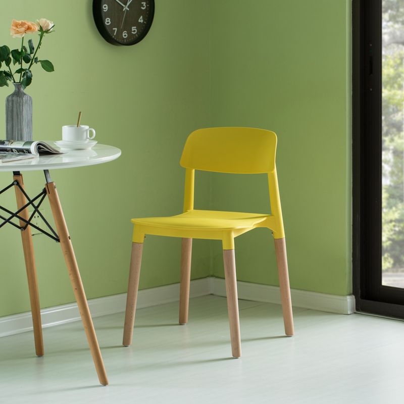 Fabulaxe Modern Plastic Dining Chair Open Back with Beech Wood Legs, 5 of 8