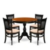 HomeStock 5-Piece Modern Dining Table Set Consists of a Dinner Table and 4 Linen Fabric Kitchen Dining Chairs with Slatted Back - Black Finish - 3 of 4