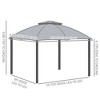 10' x 12' Outdoor Gazebo, Patio Gazebo Canopy Shelter w/Double Vented Roof, Zippered Mesh Sidewalls, Solid Steel Frame - 3 of 4