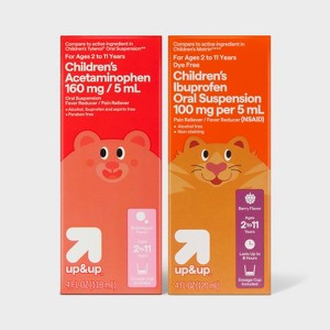 up&up™ Children's Pain Reliever & Fever Reducer Liquid 1 Pack/4oz Each Acetaminophen - Bubblegum + 1 Pack/4oz Each Ibuprofen - Berry - 1 of 4
