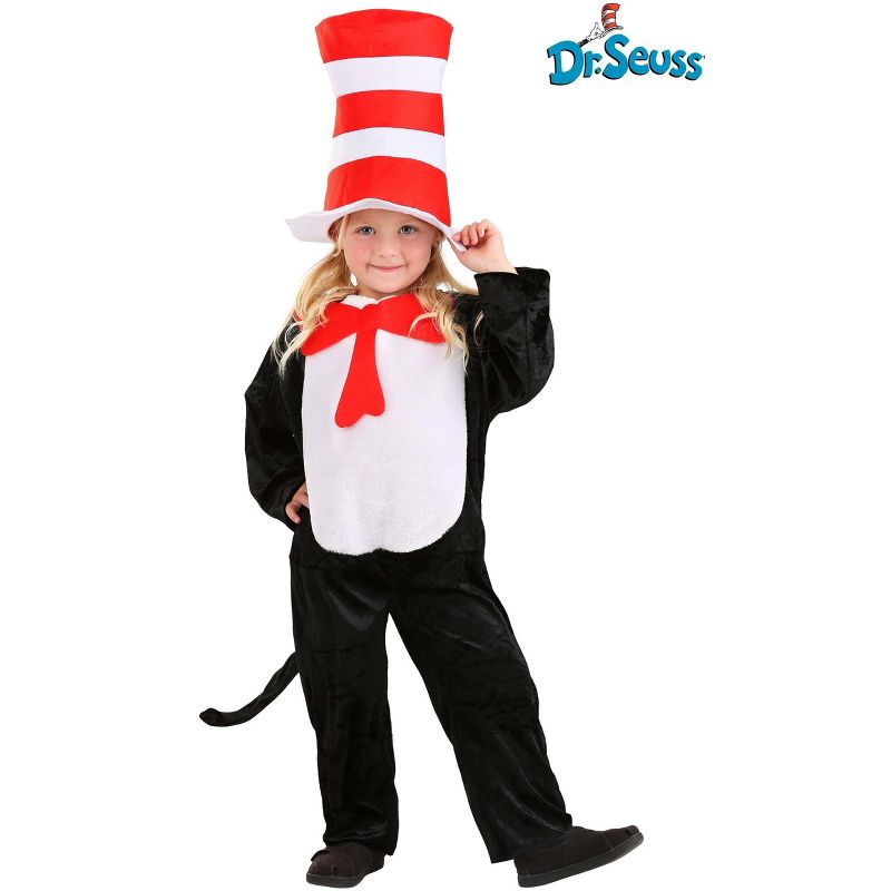 HalloweenCostumes.com 2T 4T   The Cat in the Hat Toddler Costume., Black/White/Red, 3 of 10