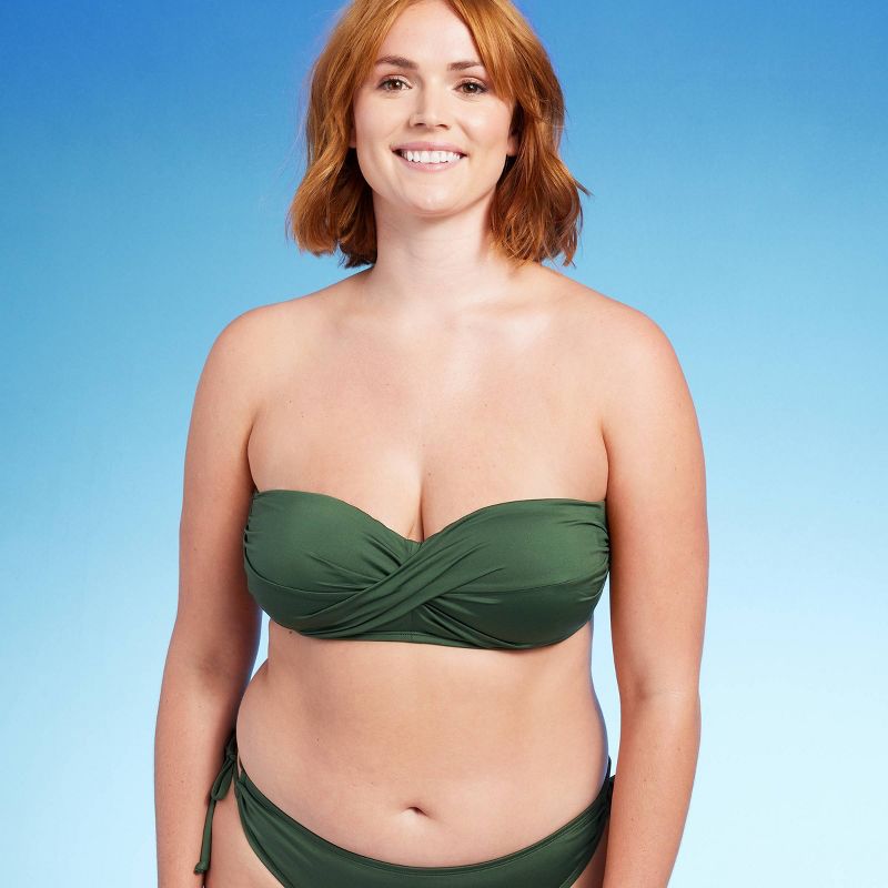 Women&#39;s Molded Bandeau Bikini Top - Kona Sol&#8482; Dark Green XL, 1 of 9