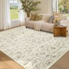 Washable Vintage Living Room Rugs, Distressed Floral Print Non Slip Bedroom Rugs, Low Pile Stain Resistant Accent Large Carpet for Home Office - 2 of 4