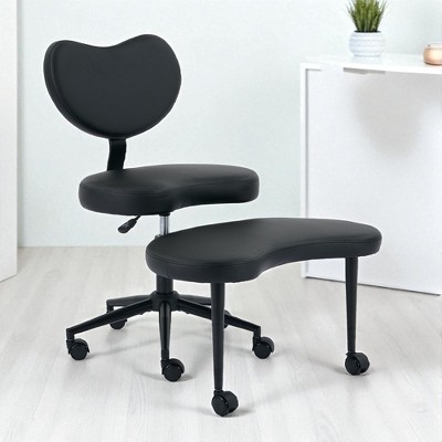 Modern Dining Chair, Home Office Ergonomic Cross Legged Chair with Wheels, Adjustable ADHD Desk Chair with Footstool & Lumbar Support