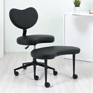 Modern Dining Chair, Home Office Ergonomic Cross Legged Chair with Wheels, Adjustable ADHD Desk Chair with Footstool & Lumbar Support - 1 of 4