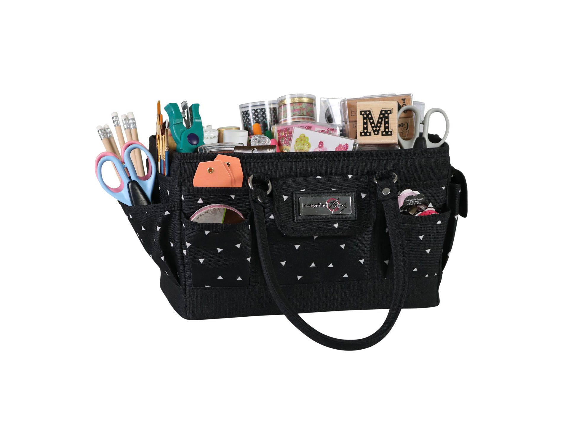 Everything Mary Deluxe Store & Tote Craft Organizer, Black & White Triangles