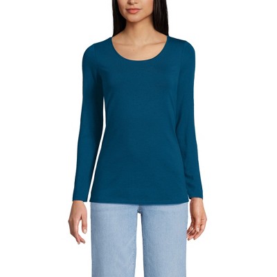 Lands' End Women's Long Sleeve Lightweight Jersey Scoop Neck T-Shirt