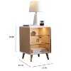Crystal Modern Bedside Table with 3 Color LED Lighting,  Nightstand with 2-tier Glass Storage Shelf for Bedroom, Indoor Furniture - The Pop Home - 2 of 4
