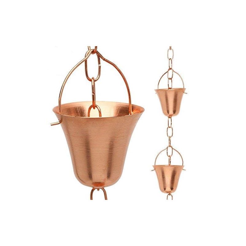 Marrgon Copper Rain Chain with Bell Style Cups for Gutter Downspout Replacement, 1 of 7