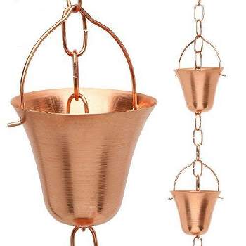 Marrgon Copper Rain Chain with Bell Style Cups for Gutter Downspout Replacement