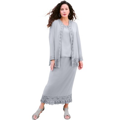 Roaman's Women's Plus Size Beaded Skirt Set