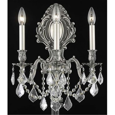 Elegant Lighting Monarch 3 light Pewter Wall Sconce Clear Royal Cut Crystal