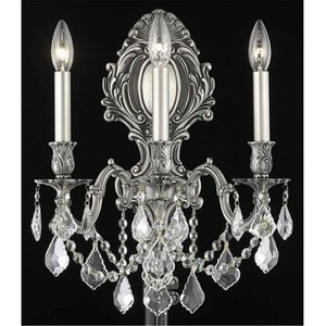 Elegant Lighting Monarch 3 light Pewter Wall Sconce Clear Royal Cut Crystal - 1 of 1