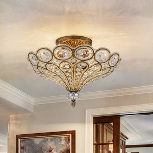 LLHZSY 15 3/4" Vintage Crystal Rice Bead Ceiling Chandelier 4-Light Fixture for Foyer Hallway Dining Room - 1 of 4