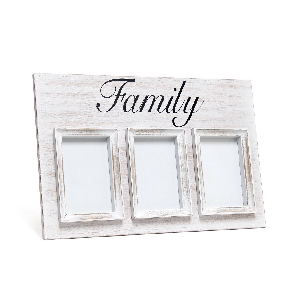 Photos - Photo Frame / Album 4"x6" Family Collage Frame Holds Three Photos Chalk White - Elegant Design