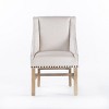 Coolbbila Modern Armless Wooden Fabric Upholstered Parsons Dining Chair,High Back Padded Wingback Kitchen Dining Room Chair with Nailhead Trim - 3 of 4