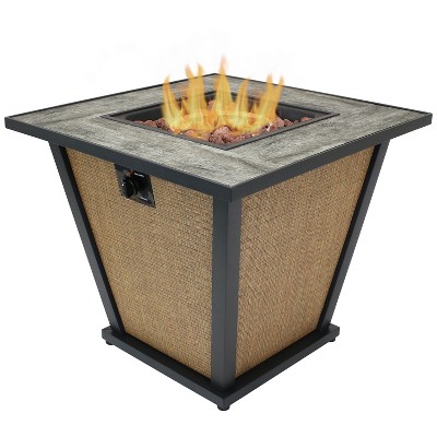 Sunnydaze Reykir Modern Smokeless Metal Outdoor Fire Pit with Tile Tabletop and Rafa Fabric Sides - 24" H