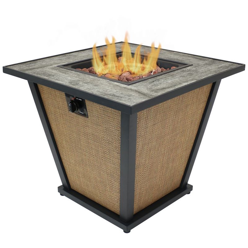 Sunnydaze Reykir Modern Smokeless Metal Outdoor Fire Pit with Tile Tabletop and Rafa Fabric Sides - 24" H, 1 of 15