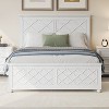 XIYUYEU Farmhouse Solid Wood Queen/Full/King Size Bed Frame with Headboard for Adults,Wood Slats Support,Underbed Storage,White - 2 of 4