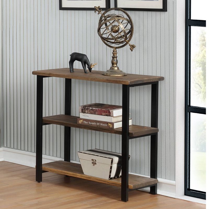 31&#34; Pomona 2 Shelf Bookshelf Metal and Solid Wood Natural - Alaterre Furniture, 3 of 10