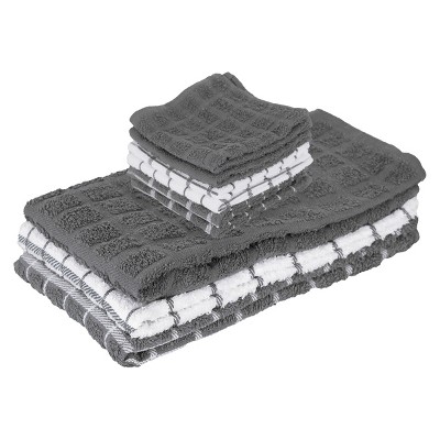 John Ritzenthaler Co. Ritz 3-Pack Terry Check Kitchen Towel Set and 6-Pack Terry Check Dish Cloth Set