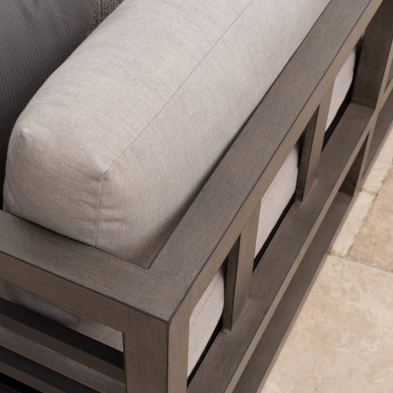 Abbyson Living Huntington Outdoor Sofa with Sunbrella Fabric &#38; 4 Toss Pillows Gray, 4 of 9