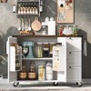 Whisen Farmhouse Style Kitchen Cart Island with Drop Leaf and Locking Wheels - 3 of 4