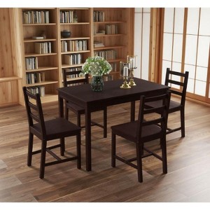 Okak 5-Piece Modern Style Dining Table Set & Flated Back Chairs for Kitchen,Dining Room,Vintage Dinette Set with Solid Wood Frame - 1 of 4