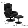 Emma and Oliver Massaging Multi-Position Plush Side Pocket Recliner/Ottoman in Black LeatherSoft - 3 of 4