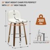 Bekrvio 26" Swivel Counter Height Bar Stools Set of 1 – Mid-Century Modern Upholstered PU Leather & Walnut Bentwood Legs, for Kitchen Island (White) - 4 of 4