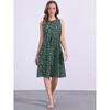 Allegra K Women's Floral Split Neck Drawstring Waist Sleeveless A-Line Summer Midi Dress - 3 of 4