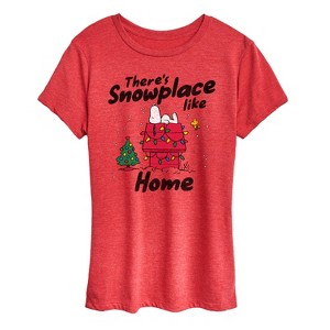 Women's - Peanuts - Theres Snowplace Like Home Short Sleeve Graphic T-Shirt - 1 of 4