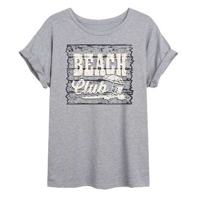Women's - Instant Message - Beach Club Sign Oversized Graphic T-Shirt