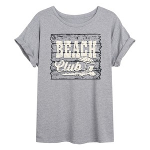 Women's - Instant Message - Beach Club Sign Oversized Graphic T-Shirt - 1 of 4