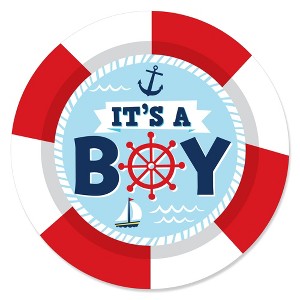 Big Dot of Happiness Ahoy It's a Boy - Nautical Baby Shower Circle Sticker Labels - 24 Count - 1 of 4