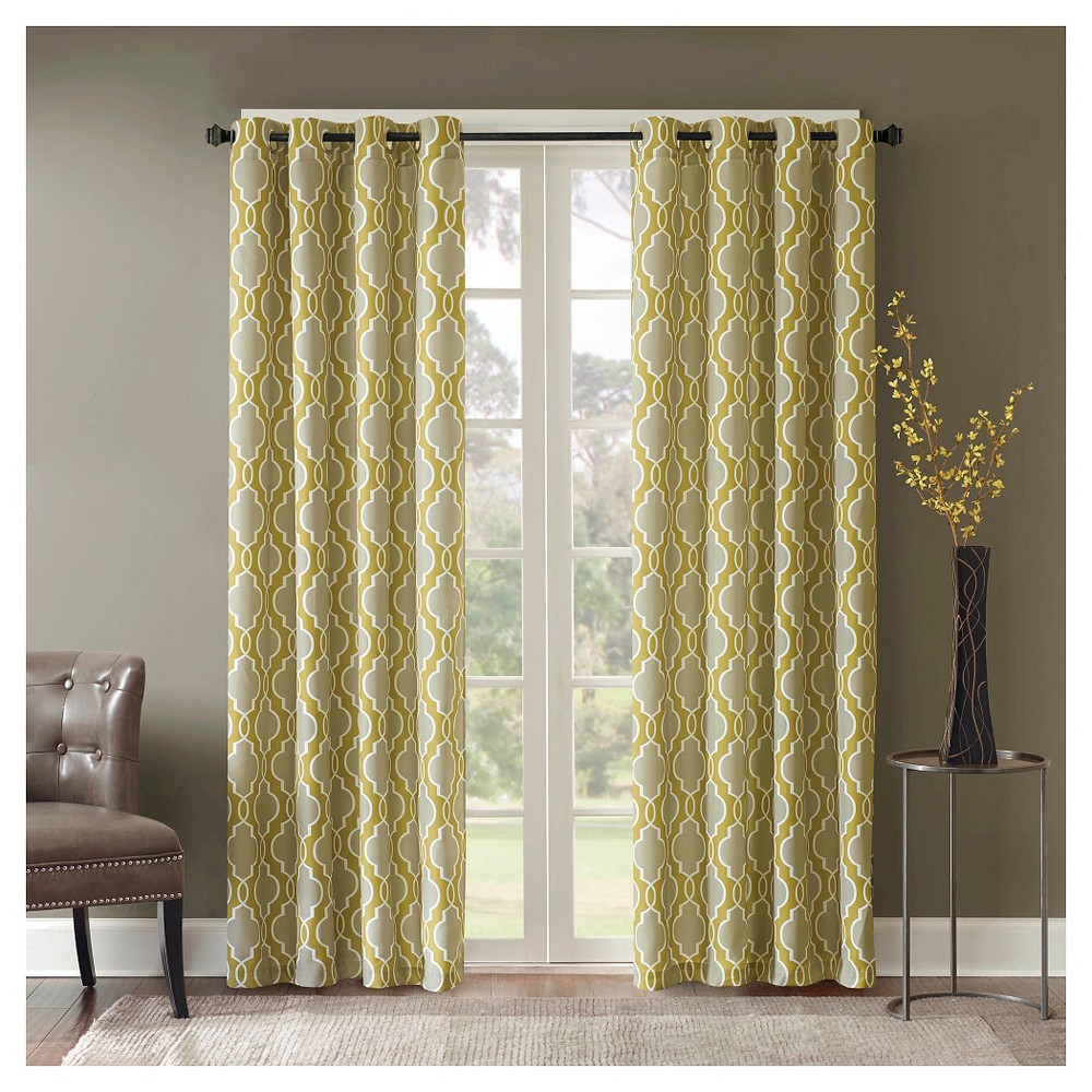 UPC 675716638771 product image for Rae 100% Cotton Printed Fret Curtain Panel - Yellow (50