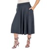 24seven Comfort Apparel Elastic Waist Pleated Pocket Plus Size Midi Skirt - 2 of 4