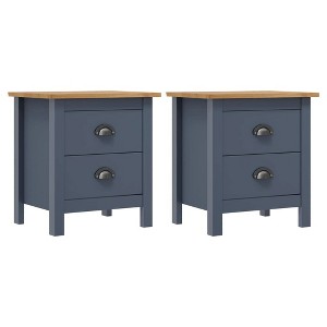 vidaXL Bedside Cabinets Hill 2pcs Gray 18.1"x13.8"x19.5" Pine Wood - 1 of 4