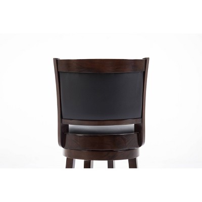 24" Cappuccino Swivel Wood and Faux Leather Barstool