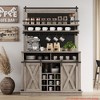 Kitchens Coffee Hutch Cabinet Farmhouse Coffee Bar Cabinet 75" Tall Buffet Cabinet w/ Storage Large Bar Cabinet Buffet Sideboard w/ Sliding Barn Door - 3 of 4